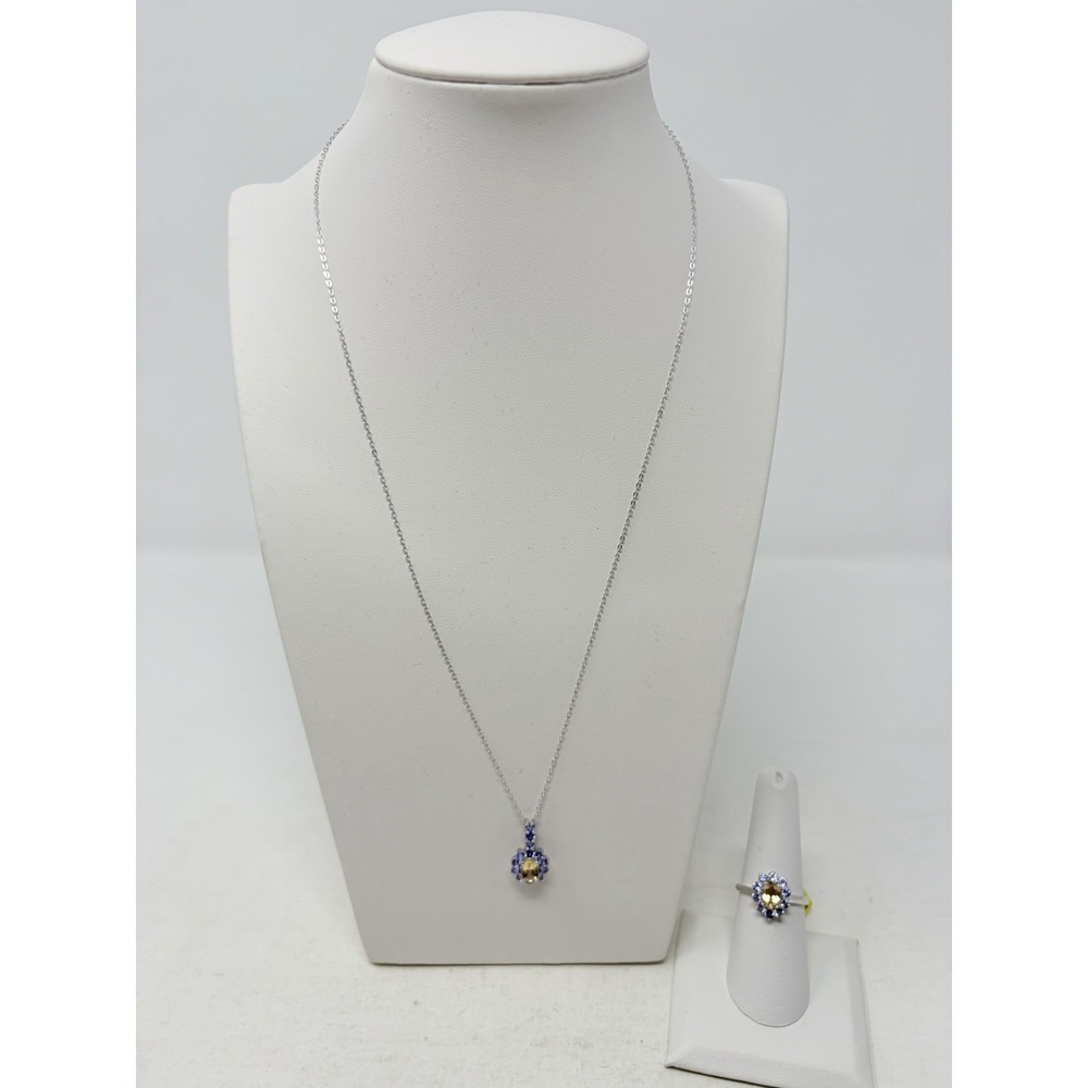 Shop LC Marialite/Tanzanite Sterling Silver Size 7 Ring/Pendant & Chain Set 5654